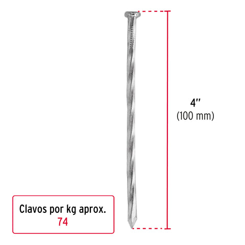 Kilo de clavos para concreto 4' galvanizado, caja de 25 kg | CLCG-4G | 44836