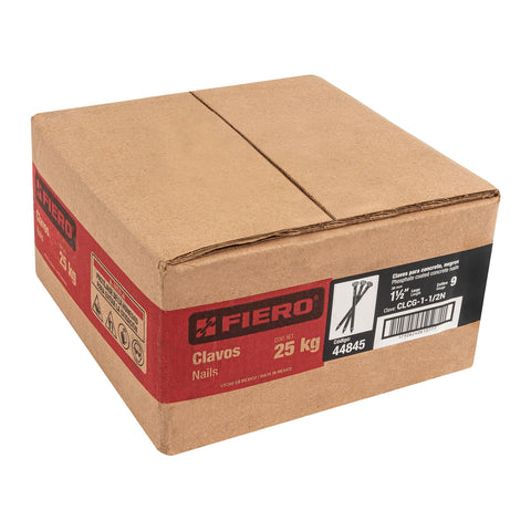 Kilo de clavos para concreto 1-1/2'negros, caja de 25 kg | CLCG-1-1/2N | 44845