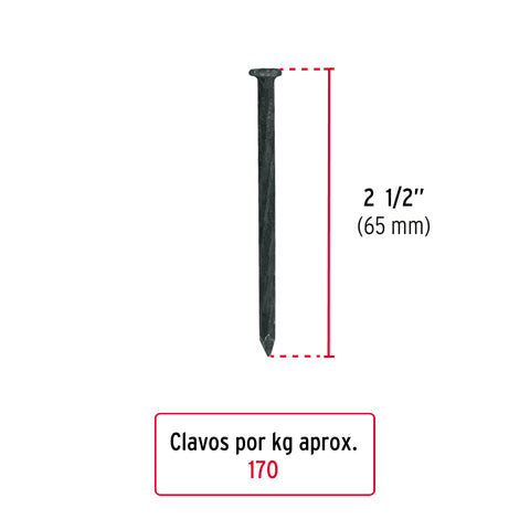 Kilo de clavos para concreto 2-1/2' negros, caja de 25 kg | CLCG-2-1/2N | 44847