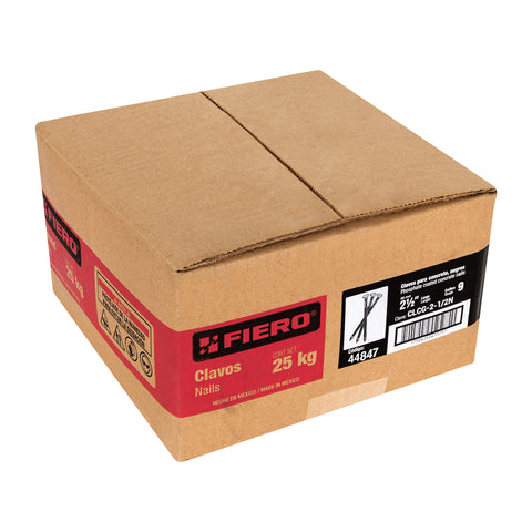 Kilo de clavos para concreto 2-1/2' negros, caja de 25 kg | CLCG-2-1/2N | 44847