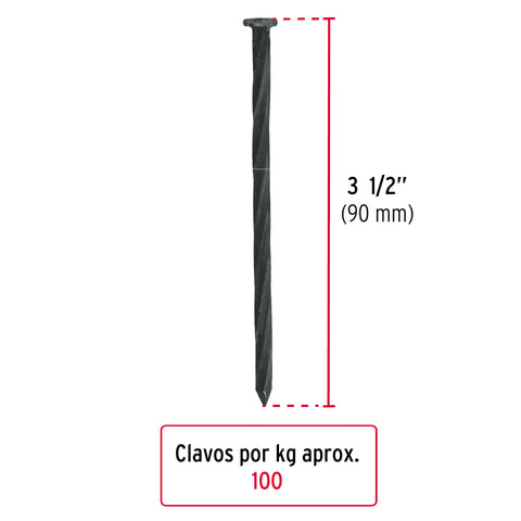 Kilo de clavos para concreto 3-1/2' negros, caja de 25 kg | CLCG-3-1/2N | 44849