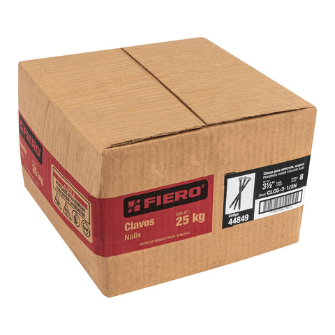 Kilo de clavos para concreto 3-1/2' negros, caja de 25 kg | CLCG-3-1/2N | 44849