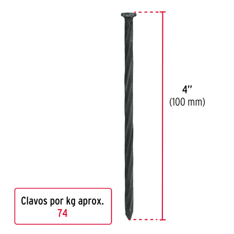 Kilo de clavos para concreto 4' negros, caja de 25 kg, FIERO | CLCG-4N | 44850