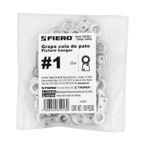 Bolsa con 100 colas de pato #1, 2.5 cm altura, 6.3 mm ojillo | COLPA-1 | 44910