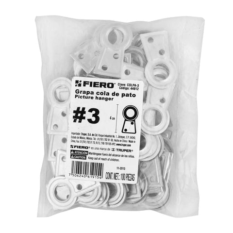 Bolsa con 100 colas de pato #3, 4 cm altura, 11.2 mm ojillo | COLPA-3 | 44912