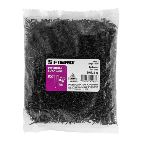Bolsa con 1 kg de tachuelas pavonadas No. 3, FIERO | TAVO-3 | 44930