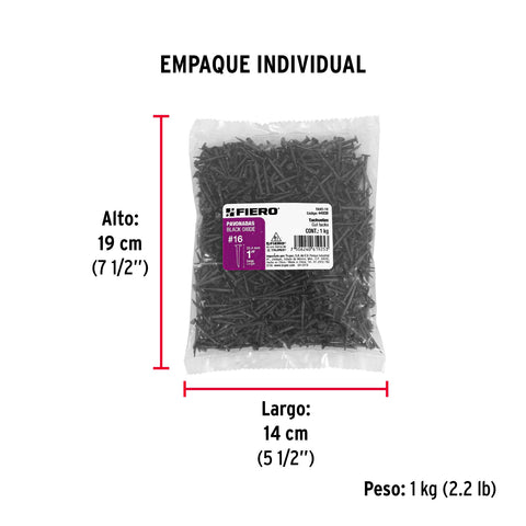 Bolsa con 1 kg de tachuelas pavonadas No. 16, FIERO | TAVO-16 | 44938