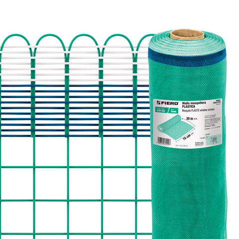 Rollo de 30 m x 0.75 m de malla mosquitera plástica verde | TEMO-07PV | 44951