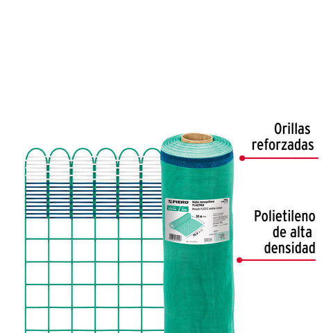 Rollo de 30 m x 0.75 m de malla mosquitera plástica verde | TEMO-07PV | 44951