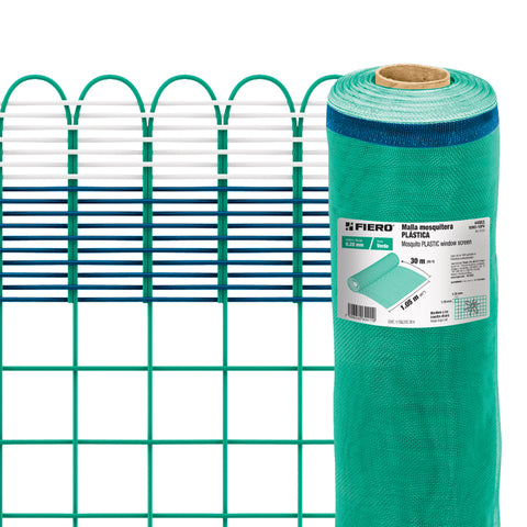 Rollo de 30 m x 1.05 m de malla mosquitera plástica verde | TEMO-10PV | 44953