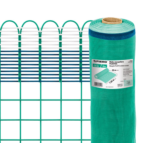 Rollo de 30 m x 1.2 m de malla mosquitera plástica verde | TEMO-12PV | 44954