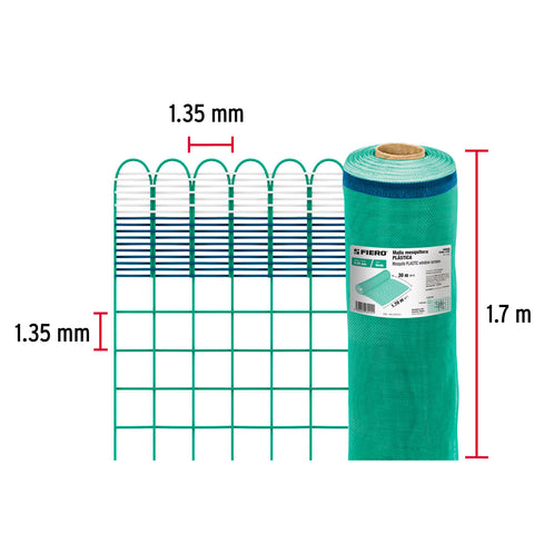 Rollo de 30 m x 1.7 m de malla mosquitera plástica verde | TEMO-17PV | 44956