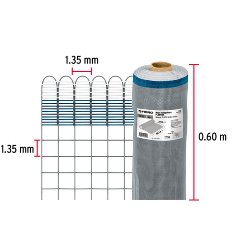 Rollo de 30 m x 0.6 m de malla mosquitera plástica gris | TEMO-06PG | 44957