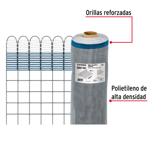Rollo de 30 m x 1.05 m de malla mosquitera plástica gris | TEMO-10PG | 44960