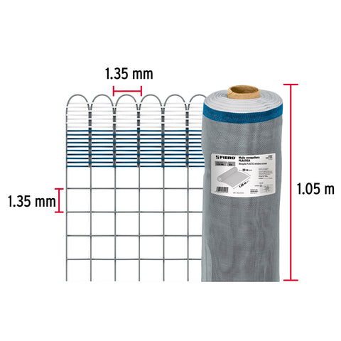 Rollo de 30 m x 1.05 m de malla mosquitera plástica gris | TEMO-10PG | 44960
