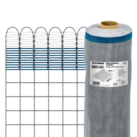 Rollo de 30 m x 1.2 m de malla mosquitera plástica gris | TEMO-12PG | 44961
