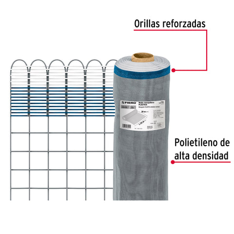 Rollo de 30 m x 1.7 m de malla mosquitera plástica gris | TEMO-17PG | 44963