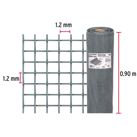 Rollo de 30 m x 0.9 m malla mosquitera fibra de vidrio gris | TEMO-09FG | 44965