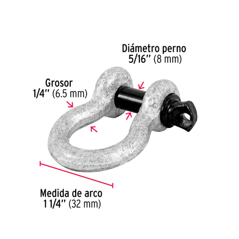 Grillete de acero forjado 1/4', FIERO | GRI-1/4 | 44967
