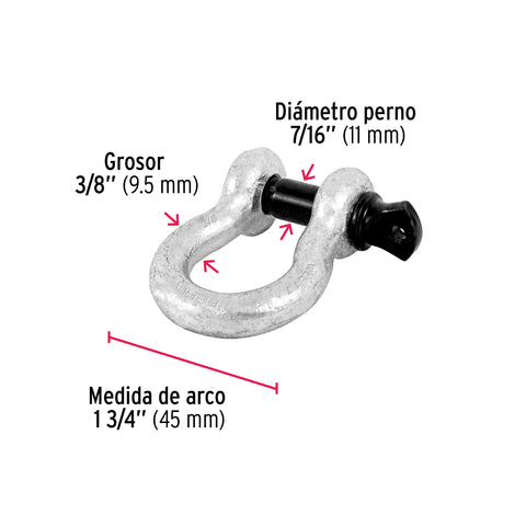 Grillete de acero forjado 3/8', FIERO | GRI-3/8 | 44969