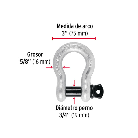 Grillete de acero forjado 5/8', FIERO | GRI-5/8 | 44972