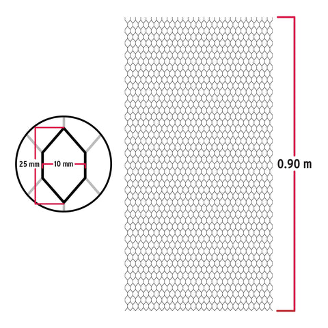 Rollo malla plafón 0.90 x 22m cal.26, abertura 10x25mm, 8kg | MAPLA-5090 | 44980