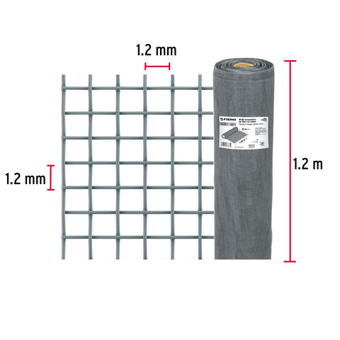 Rollo de 30 m x 1.2 m malla mosquitera fibra de vidrio gris | TEMO-12FG | 44982
