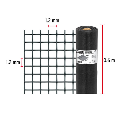 Rollo de 30 m x 0.6 m malla mosquitera fibra de vidrio negra | TEMO-06FN | 44984