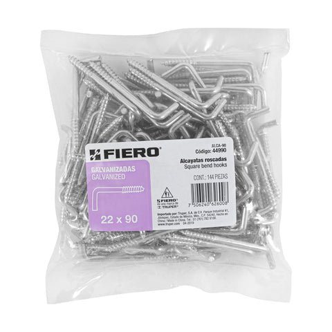 Bolsa con 144 alcayatas roscadas de 22 X 90, FIERO | ALCA-90 | 44990