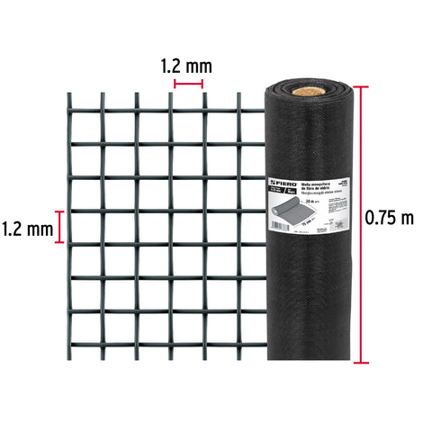 Rollo de 30 m x 0.75m malla mosquitera fibra de vidrio negra | TEMO-07FN | 44993