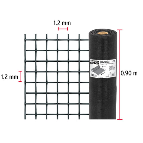 Rollo de 30 m x 0.9 m malla mosquitera fibra de vidrio negra | TEMO-09FN | 44994