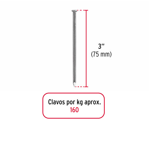 Bolsa con 1 kg de clavo estándar 3' con cabeza, FIERO | CLE-3B | 45023