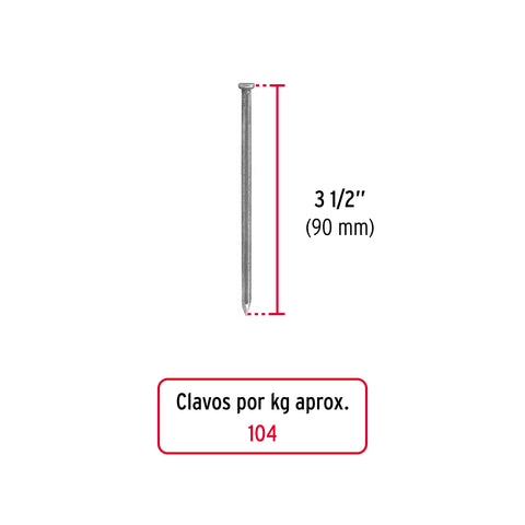Bolsa con 1 kg de clavo estándar 3-1/2' con cabeza, FIERO | CLE-3-1/2B | 45024