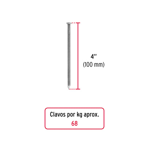 Bolsa con 1 kg de clavo estándar 4' con cabeza, FIERO | CLE-4B | 45025