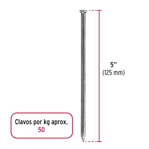 Bolsa con 1 kg de clavo estándar 5' con cabeza, FIERO | CLE-5B | 45026