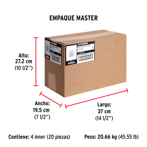 Bolsa con 1 kg de clavo estándar 5' con cabeza, FIERO | CLE-5B | 45026