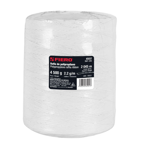Rollo de rafia de 2045 m color blanco calibre 2.2 g/m | RAF-245 | 45037