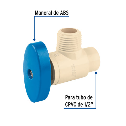 Llave angular de CPVC de 1/2' x 1/2', FOSET | CPVC-ANG | 45045