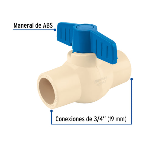 Válvula de esfera de CPVC de 3/4', FOSET | CPVC-ES-3/4 | 45048