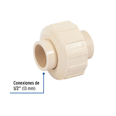 Tuerca unión lisa de CPVC 1/2', FOSET | CPVC-971 | 45055