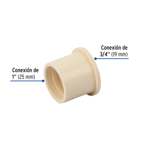 Reducción bushing de CPVC 1' X 3/4', FOSET | CPVC-233 | 45064