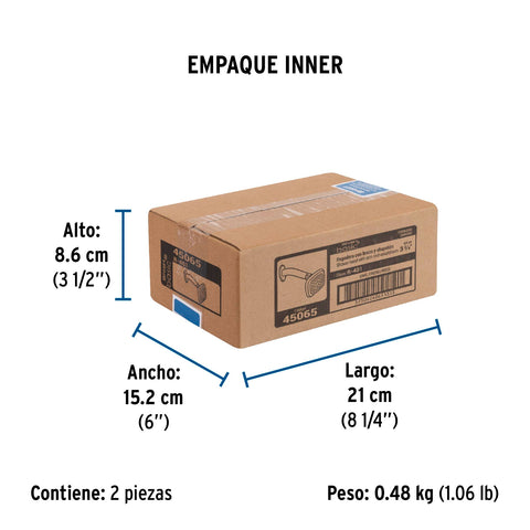 Regadera cuadrada 3-3/4' brazo y chapetón de acero, BASIC | R-401 | 45065