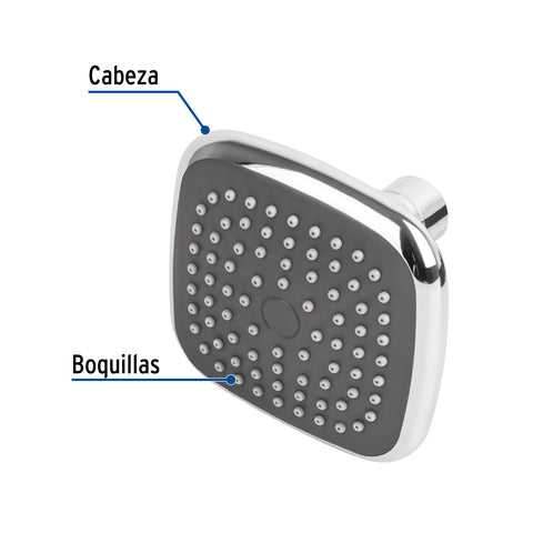 Regadera cuadrada de ABS 3-3/4' sin brazo, FOSET BASIC | R-401S | 45066