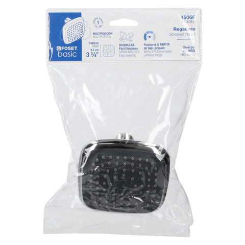 Regadera cuadrada de ABS 3-3/4' sin brazo, FOSET BASIC | R-401S | 45066
