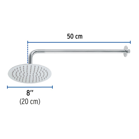 Regadera plato redondo 8' con brazo, cromo, FOSET RIVIERA | R-309 | 45075
