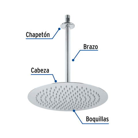 Regadera plato redondo 12' con brazo, cromo, FOSET RIVIERA | R-313 | 45079