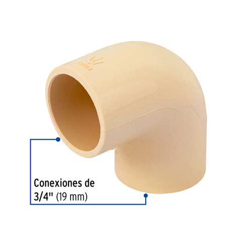 Codo 90° de CPVC de 3/4', FOSET | CPVC-562 | 45083