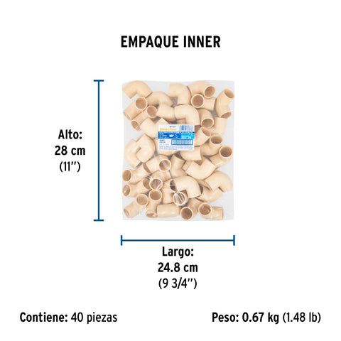 Codo 90° de CPVC de 3/4', FOSET | CPVC-562 | 45083