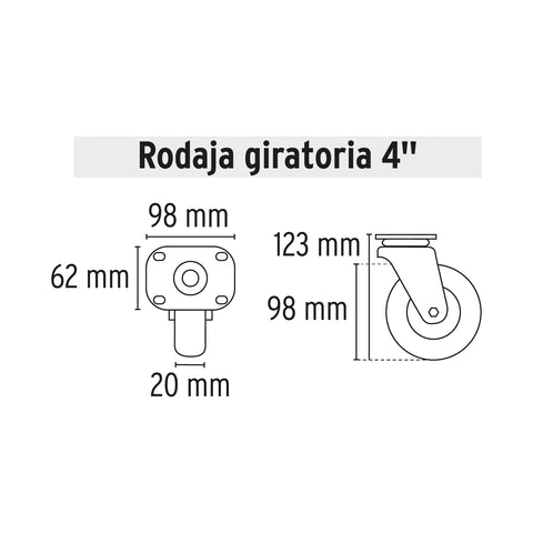 Rodaja de repuesto 4' para DIA-385P, placa giratoria, FIERO | RO-4PPG | 45089