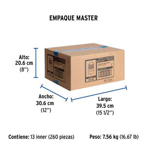 Conector macho de CPVC 1', FOSET | CPVC-613 | 45100